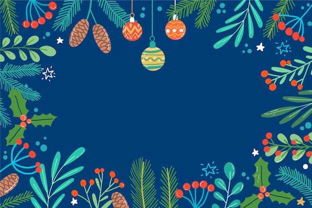 Vector gratuito fondo de adornos navideños dibujados a mano