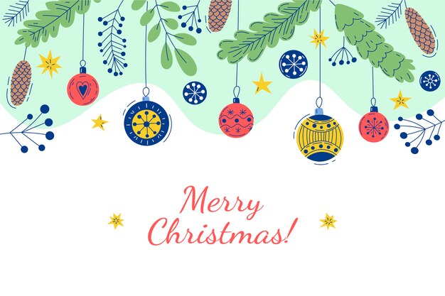 Fondo de adornos navideños de diseño plano