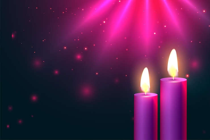 Vector gratuito fondo de adviento de dos velas que brillan intensamente