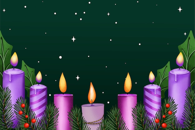 Vector gratuito fondo de adviento de velas moradas acuarela