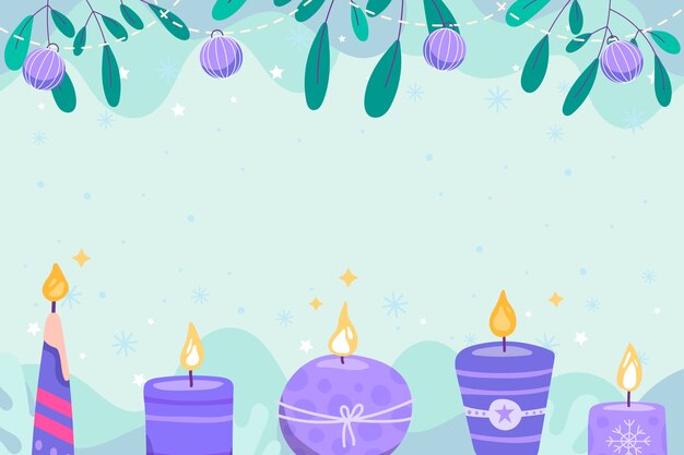 Vector gratuito fondo de adviento de velas moradas dibujadas a mano