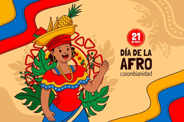 Vector gratuito fondo de afrocolombianidad dibujado a mano