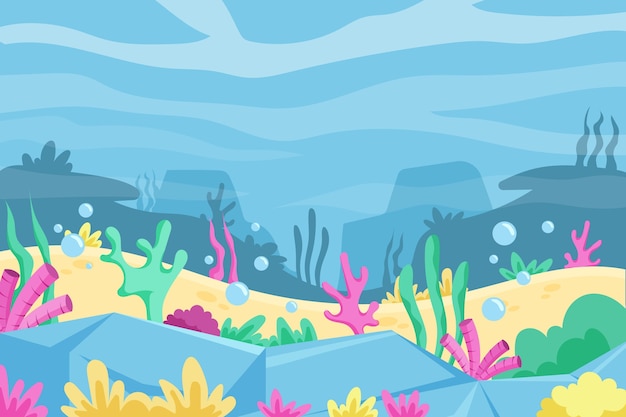 Fondo bajo el agua con algas marinas