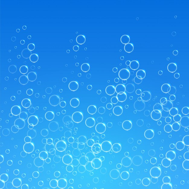 Fondo de agua azul con burbujas flotando hacia arriba
