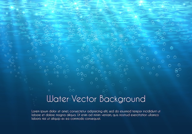 Vector gratuito fondo de agua azul profundo con burbujas. naturaleza submarina del mar