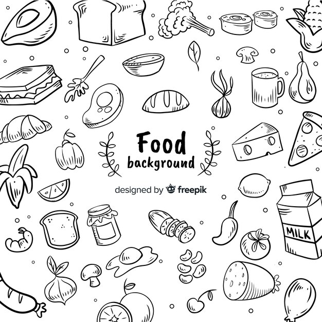 Fondo de alimentos dibujado a mano