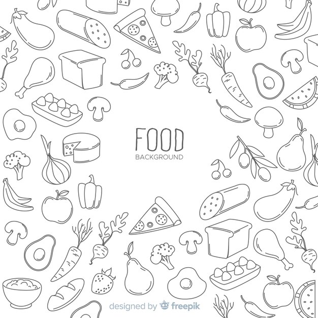 Fondo de alimentos dibujado a mano