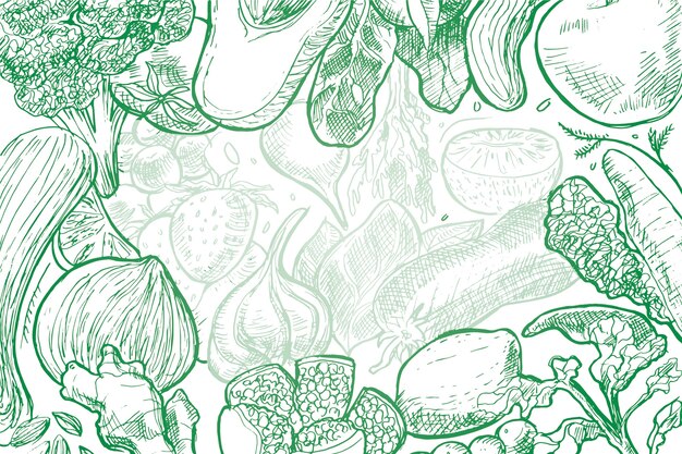 Fondo de alimentos dibujados a mano