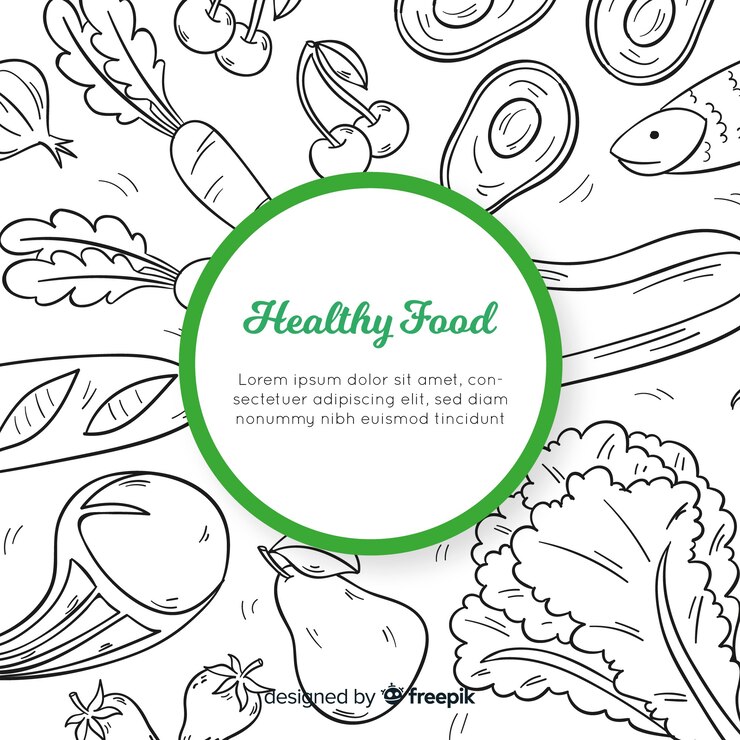 Vector gratuito fondo de alimentos saludables dibujados a mano