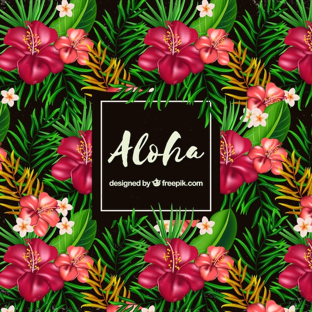 Vector gratuito fondo aloha de flores planas