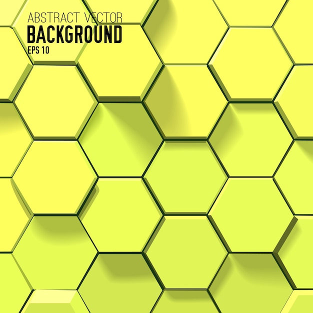 Fondo amarillo abstracto con hexágonos geométricos