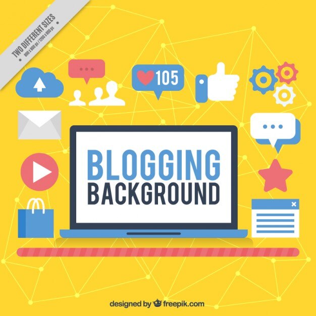 Fondo amarillo de blog con iconos