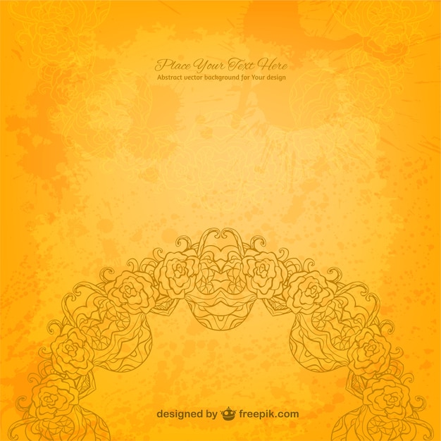 Fondo amarillo con corona de flores