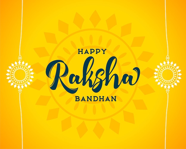 Fondo amarillo feliz raksha bandhan con diseño rakhi