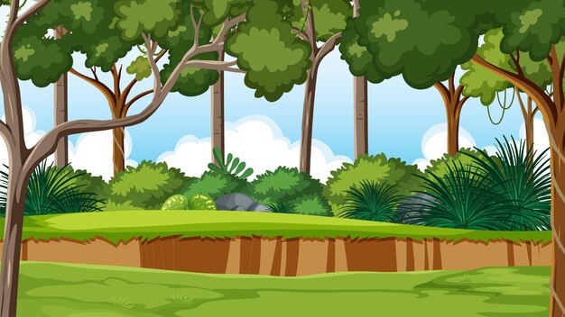 Fondo de ambiente de selva en estilo de dibujos animados