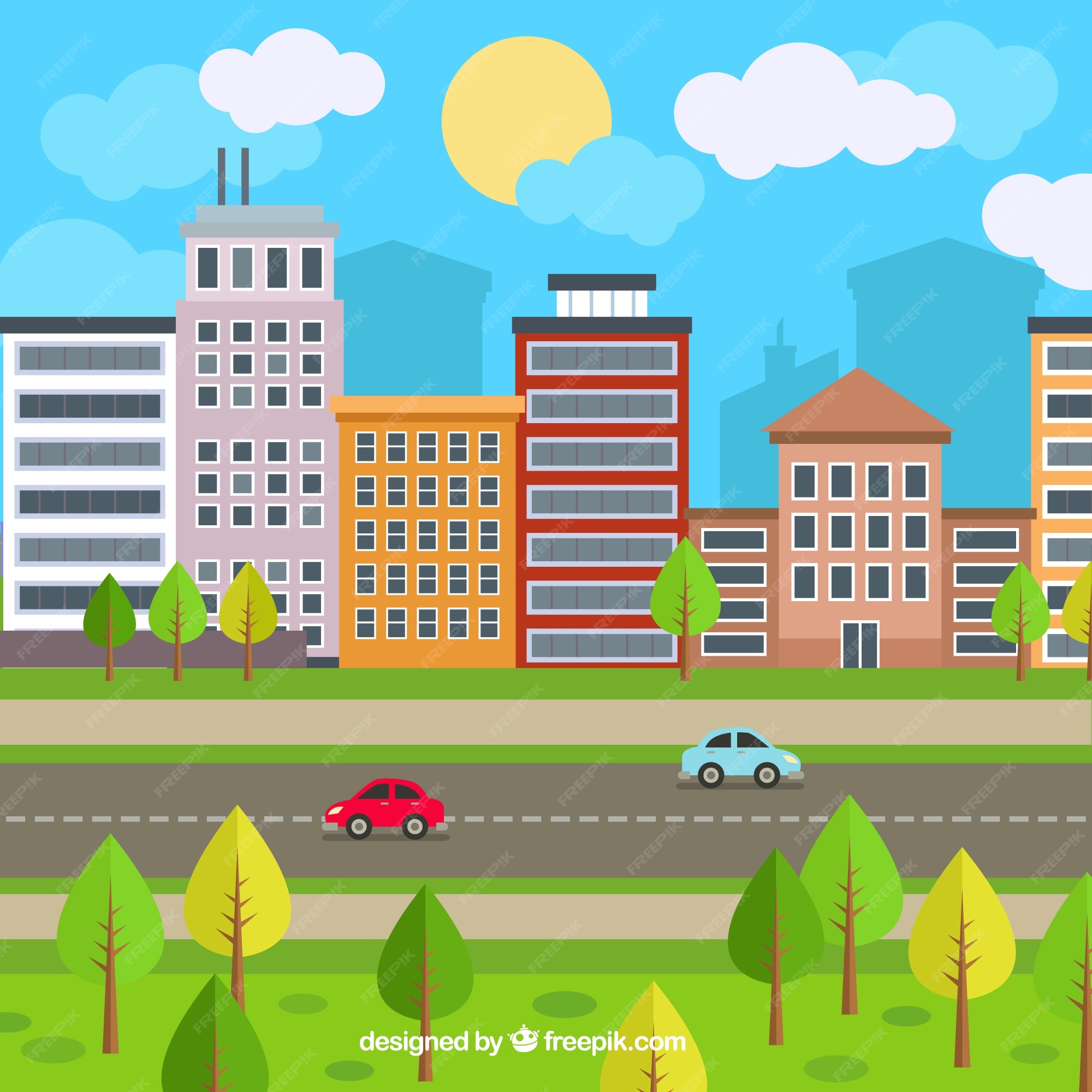 Fondo de ambiente urbano en diseño plano | Vector Gratis