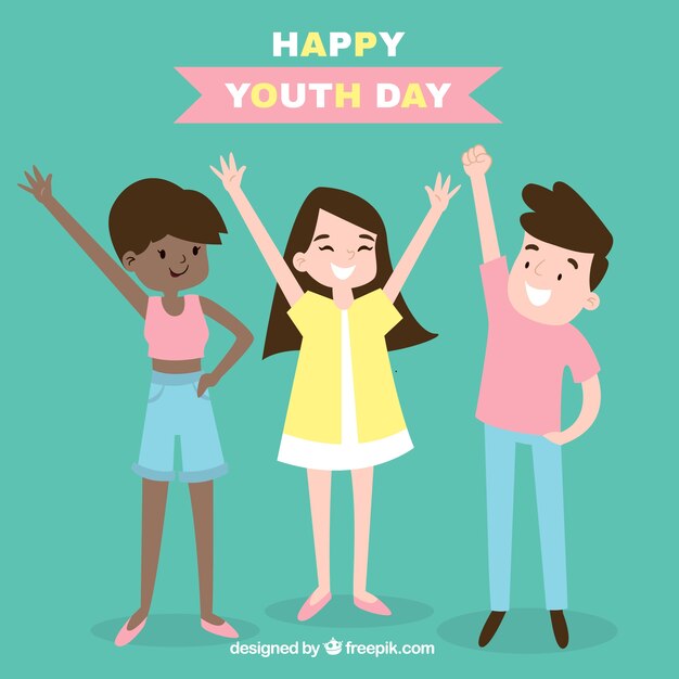 Fondo de amigos celebrando el día de la juventud