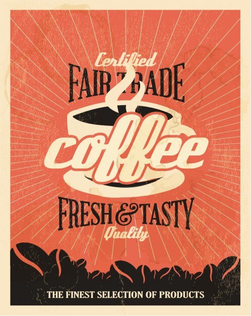 Vector gratuito fondo anaranjado de publicidad de café 