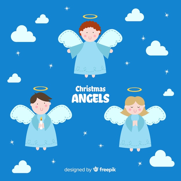 Fondo de Ángel de navidad dibujado a mano