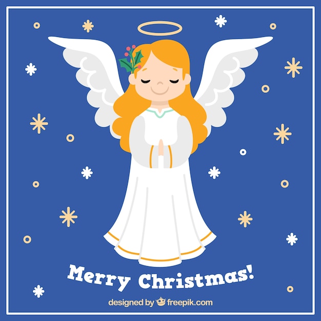 Vector gratuito fondo de ángel navideño dibujado a mano