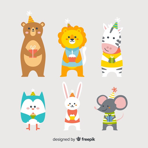 Fondo de animales adorables en cumpleaños