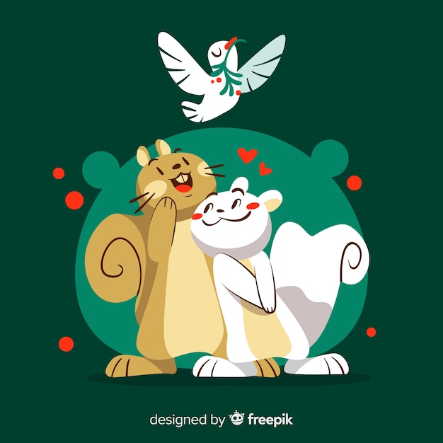 Vector gratuito fondo de animales adorables en navidad