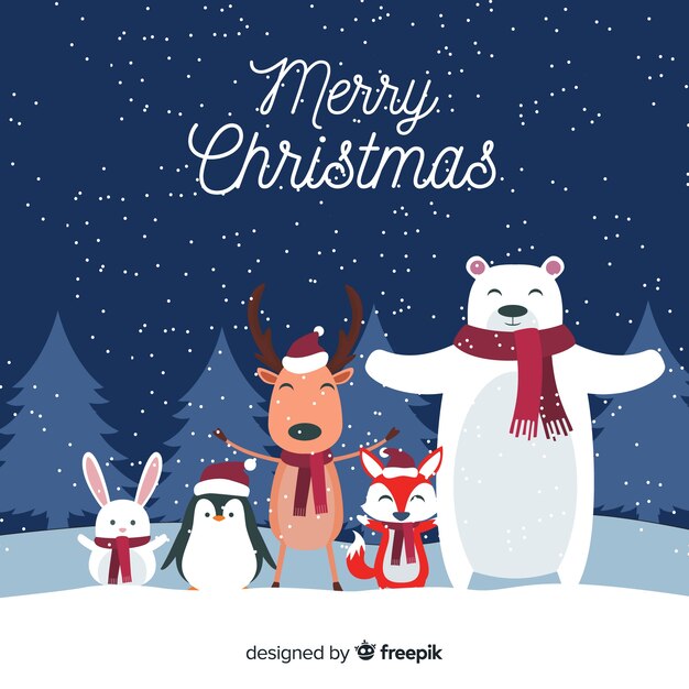 Fondo de animales adorables en navidad