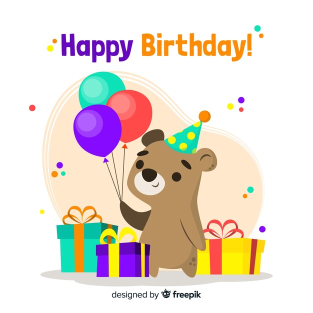 Fondo de animales de cumpleaños en diseño plano