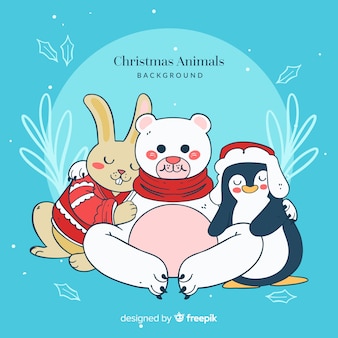 Fondo de animales en navidad