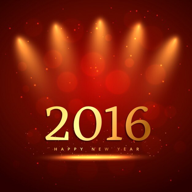 Fondo de año nuevo 2016 rojo bokeh