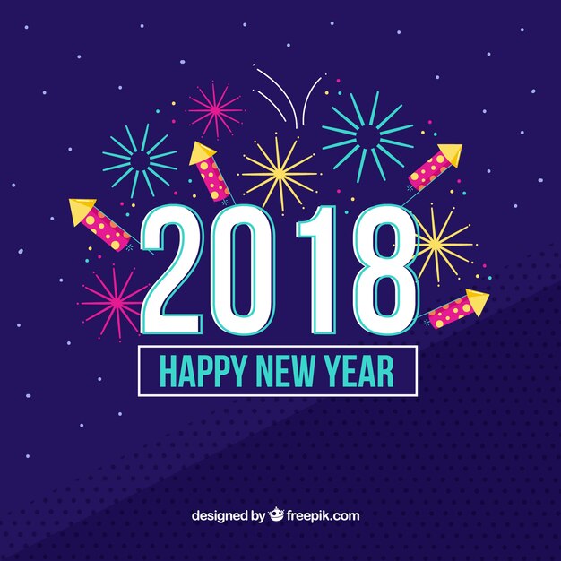 Fondo de año nuevo 2018 con fuegos artificiales