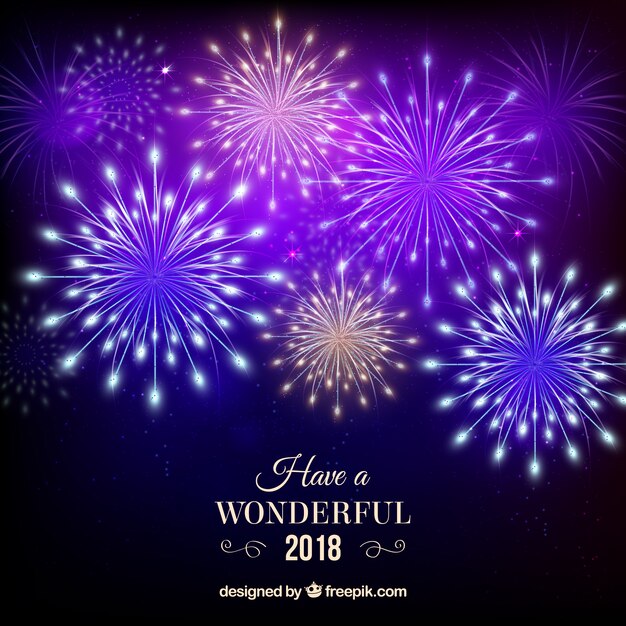 Fondo de año nuevo 2018 con fuegos artificiales