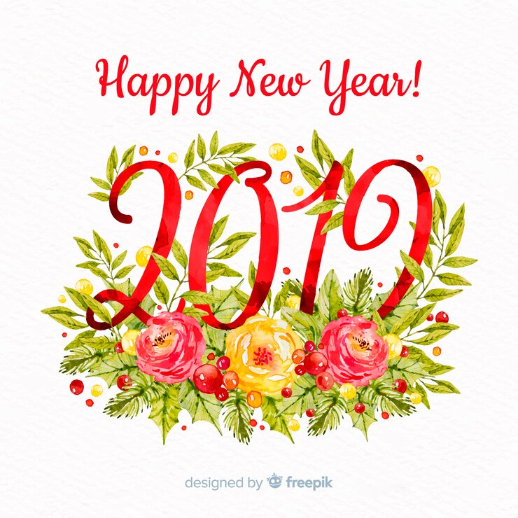 Vector gratuito fondo año nuevo 2019 en acuarela