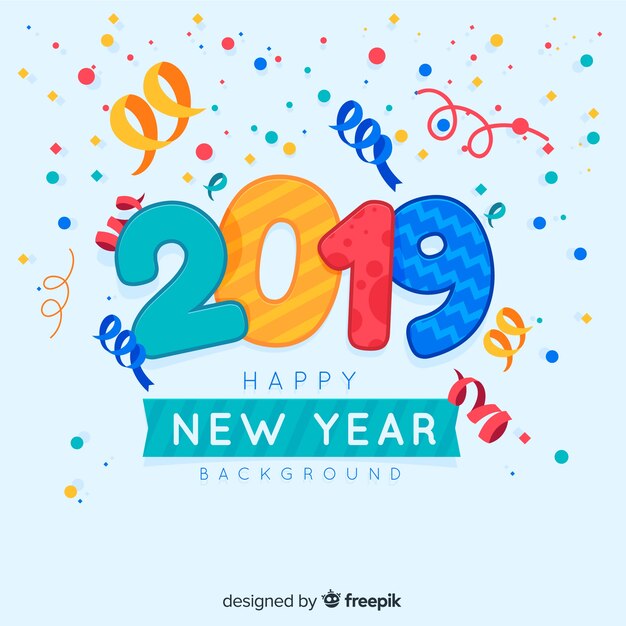 Fondo año nuevo 2019 con confeti