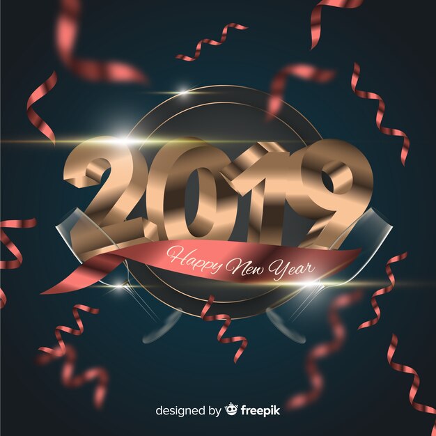 Fondo año nuevo 2019 con confeti