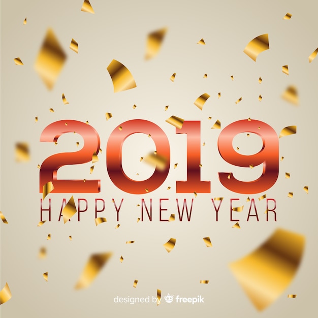 Fondo año nuevo 2019 con confeti