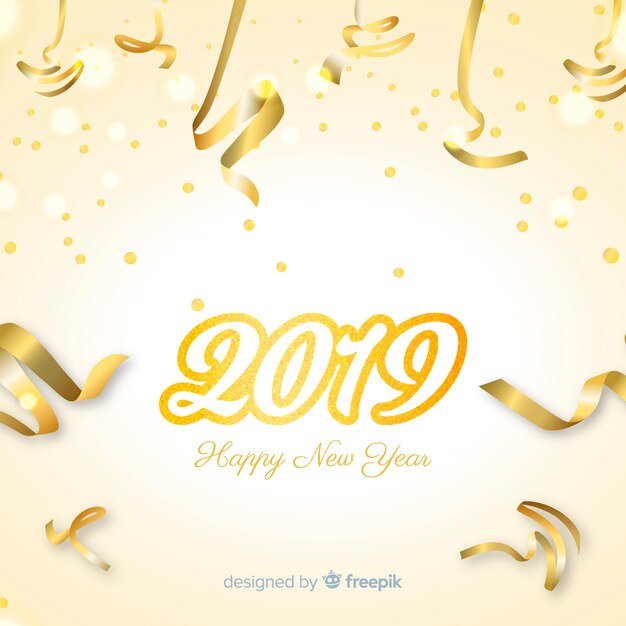 Fondo de año nuevo 2019 con confeti