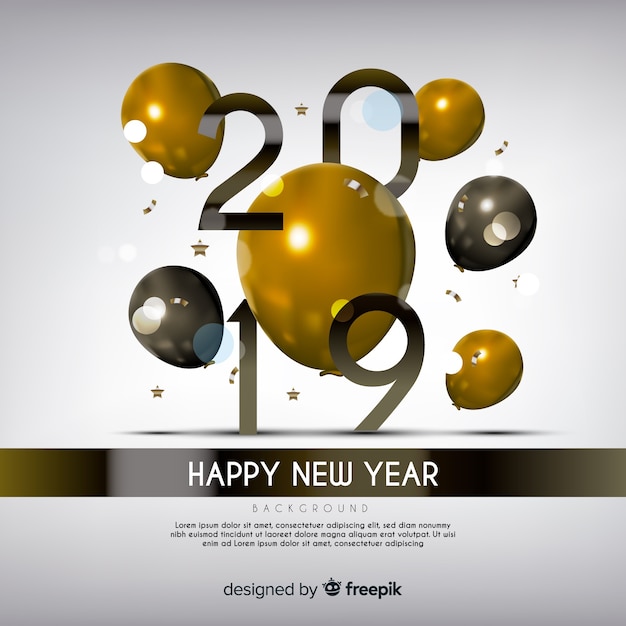 Vector gratuito fondo de año nuevo 2019 realista