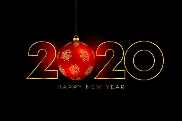 Fondo de año nuevo 2020 con bola roja de Navidad