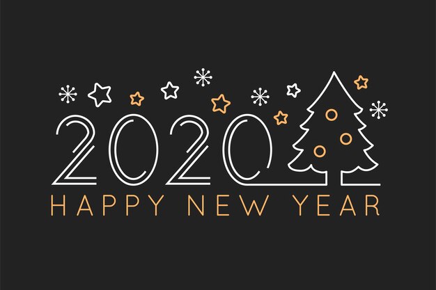 Fondo de año nuevo 2020 en estilo de contorno