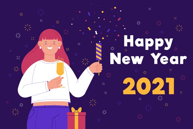 Fondo año nuevo 2021 dibujado a mano