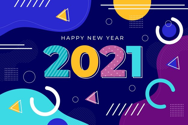 Fondo año nuevo 2021 en diseño plano