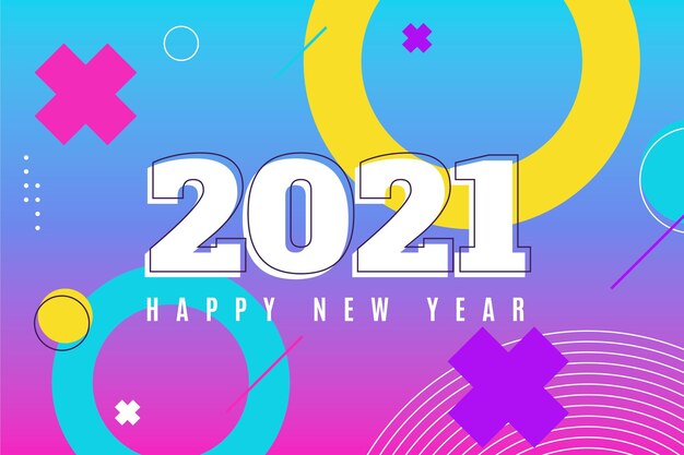 Fondo año nuevo 2021 en diseño plano