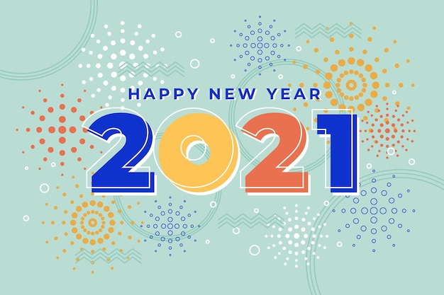 Fondo año nuevo 2021 en diseño plano