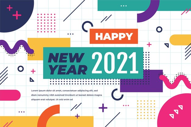 Fondo año nuevo 2021 en diseño plano