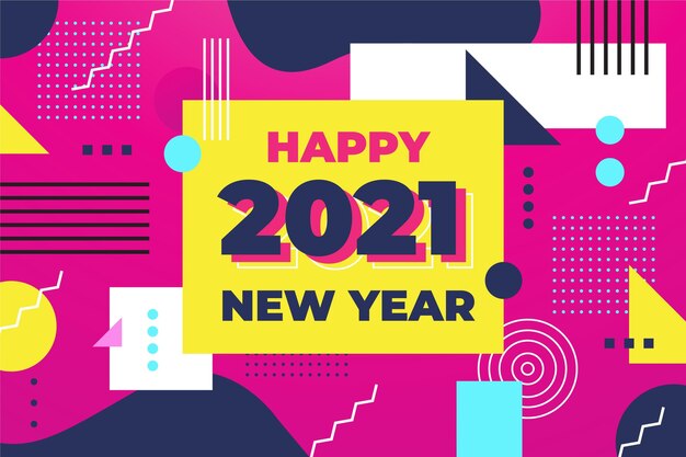 Fondo año nuevo 2021 en diseño plano