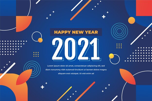 Fondo año nuevo 2021 en diseño plano