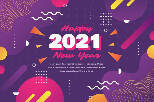 Fondo año nuevo 2021 en diseño plano