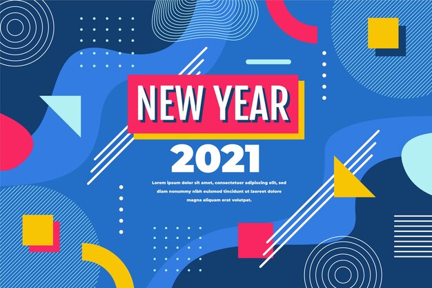 Fondo año nuevo 2021 en diseño plano