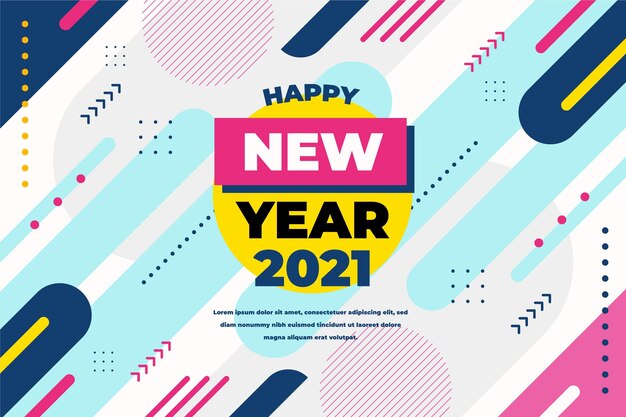 Fondo año nuevo 2021 en diseño plano